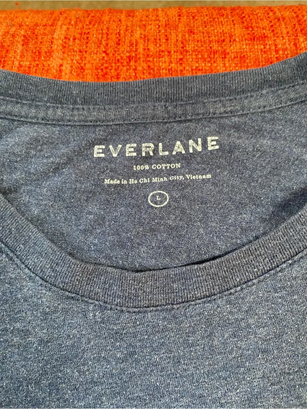 Everlane Navy Blue Front Pocket Crew Neck Cotton Short Sleeves T- Shirt - Picture 3 of 7